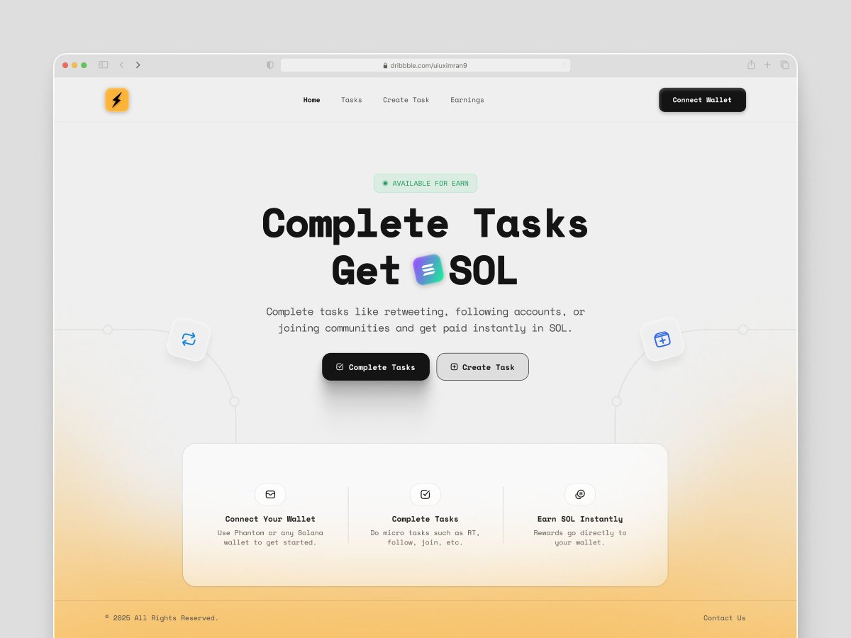 uiuximran's tweet image. Earn SOL by Completing Tasks – Clean Web3 Rewards Dashboard

#Web3Design #SolanaUI #CryptoDashboard #WebAppDesign #TaskManagement