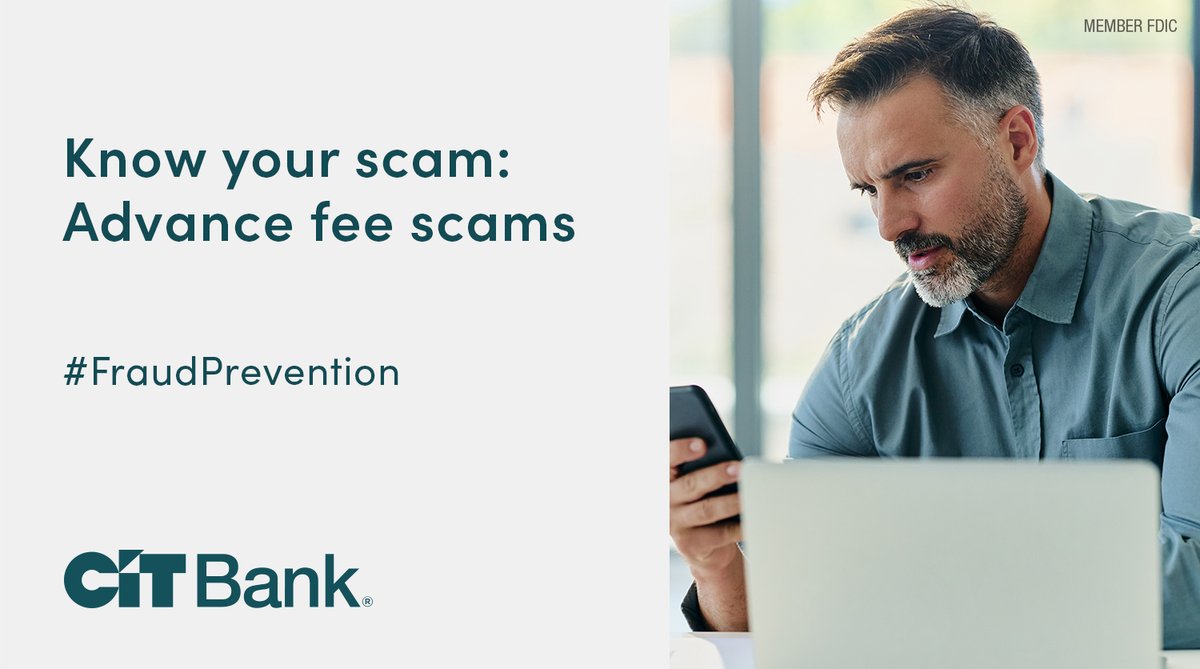 CITBank's tweet image. Contest prizes, legal settlements, inheritances … the story differs, but the scam is the same. Scammers promise a large payout (that never comes) in exchange for an upfront payment (that’s gone forever). Learn more: cit.com/cit-bank/learn…