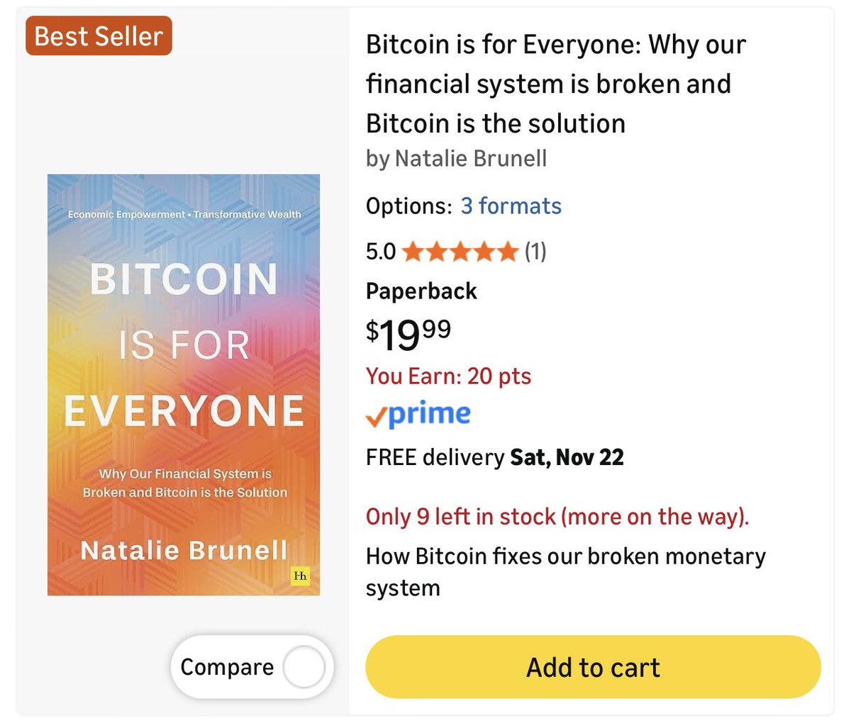 natbrunell's tweet image. Amazon is going to have to restock Bitcoin is for Everyone! ⚡️