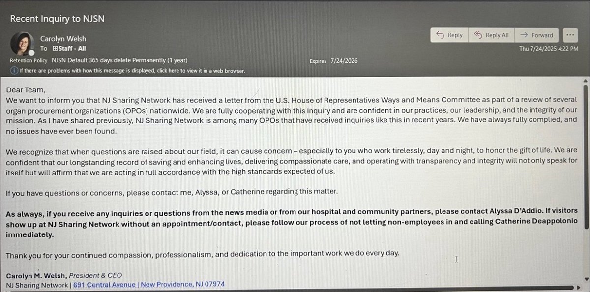 RepJasonSmith's tweet image. 🧵 Today, I sent a letter alongside @RepDavid to the New Jersey Sharing Network (NJTO), after receiving whistleblower outreach detailing allegations of gross patient neglect and potential obstruction of a Congressional investigation.

In response to a letter sent by the Ways and…