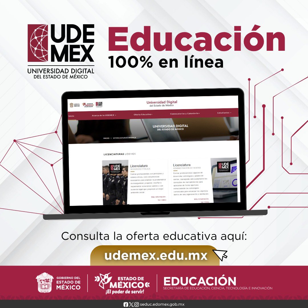 🎓 ¡Educación 100% en línea, humana, cercana y a tu alcance! 🌐

Conoce la oferta educativa de la <a href="/UDEMEX/">@UDEMEX</a> y sigue tu formación académica sin descuidar tus actividades cotidianas. 📚💻

¡No dejes pasar la oportunidad de alcanzar tus sueños! ✨

Ingresa 👉🏻 udemex.edu.mx