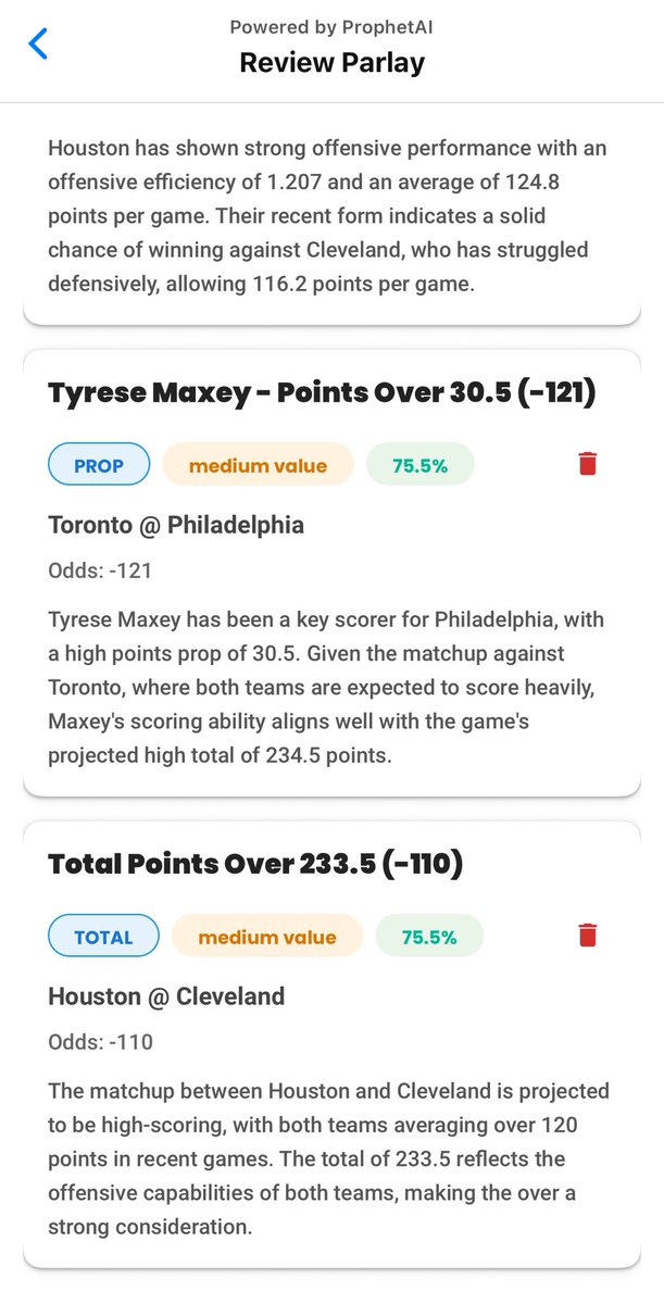 LineProphetLLC's tweet image. What do we think about this parlay from the LineProphet.com parlay builder?

🙌 Powered by ProphetAI