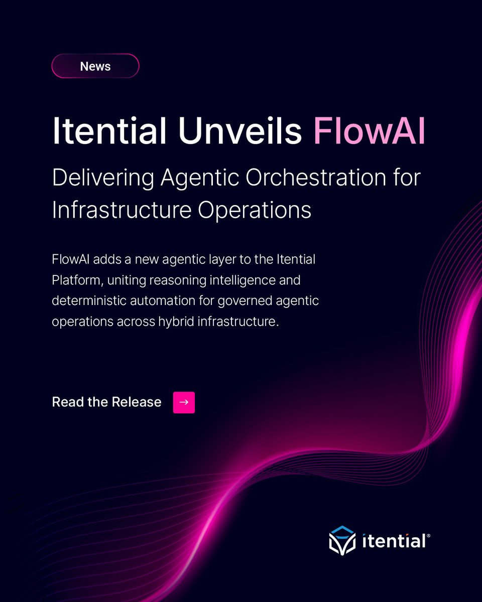 Itential's tweet image. We are excited to introduce Itential FlowAI, a new agentic layer for infrastructure ops.

FlowAI combines reasoning intelligence with deterministic automation to help enterprises adopt AI with trust, control, + real governance.

Read the announcement: bit.ly/4oKMVK1
