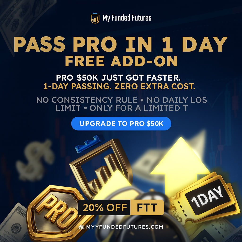 forex_telugu's tweet photo. 🚀 PASS PRO $50K IN 1 DAY!
MyFundedFutures just dropped their fastest eval ever — 1-Day Passing, ZERO extra cost.
🔥 20% OFF with code FTT
🔗 https://t.co/RDUctD0zn1
No consistency rule.
No daily loss limit.
Limited time — act fast! 💰🔥
#MyFundedFutures #MFFX #Mattl #FTT https://t.co/F3IMTVmBup