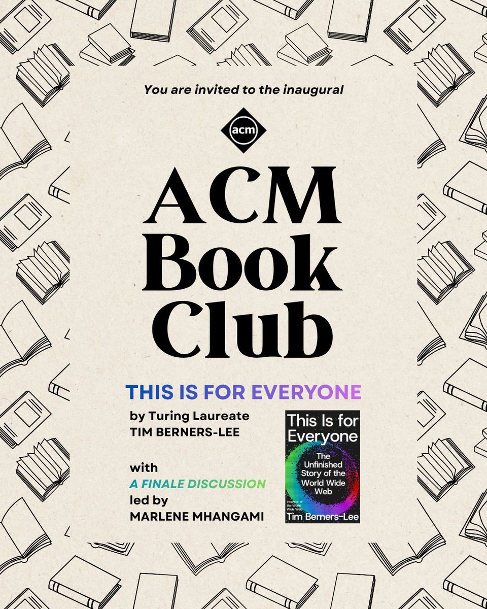 TheOfficialACM's tweet image. Have you started reading This Is for Everyone? We are excited to share that computer scientist @marlene_zw , Senior Developer Advocate at @Microsoft and Chair of the @theofficialACM Practitioner Board, will lead the discussion on Dec 28, 2025!

To RSVP to the virtual party, scan…