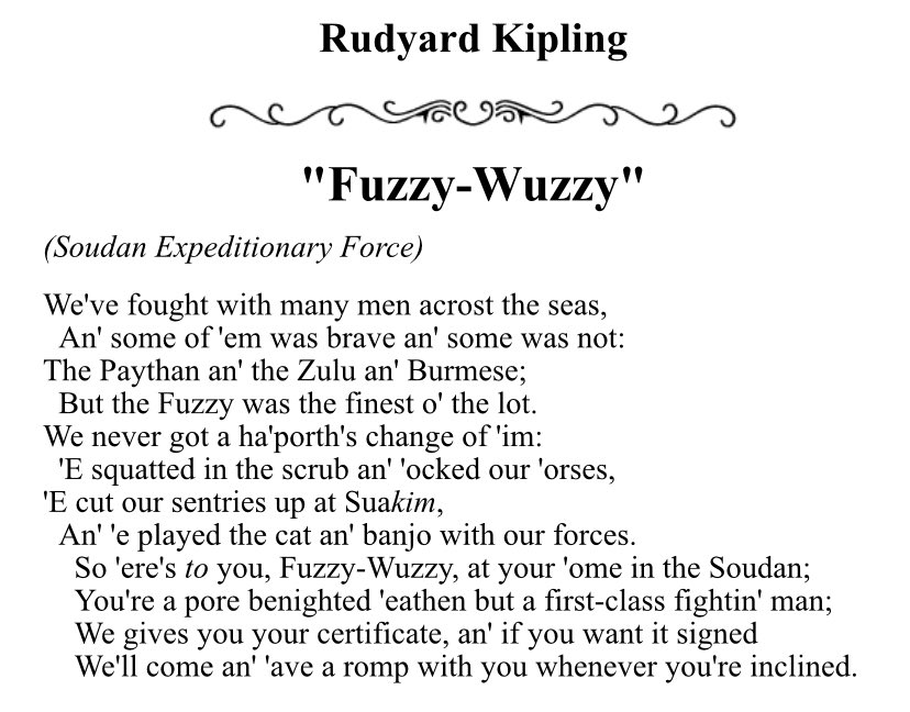 labushouk's tweet image. what you probably didnt know about the nursery rhyme &quot;Fuzzy Wuzzy&quot; is that it was based on a racist poem by Rudyard Kipling about the Beja ppl of Sudan (&amp;amp; Osman Digna in particular) to refer to their afros...the Sudanese have existed in the colonial imaginary for centuries...