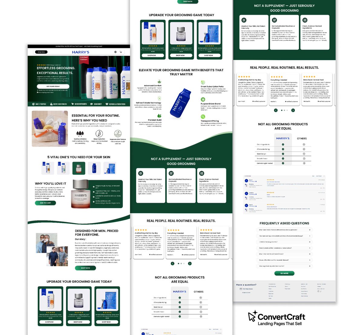 ConvertCraft's tweet image. Just wrapped this sleek, high-converting homepage in Figma for a grooming brand.
Clean layout ✅  
Clear messaging ✅  
Conversion-focused ✅  

Good design doesn’t just look nice it sells.  
Want yours to do the same? Let’s talk!

#FigmaDesign #EcommerceDesign #CRO