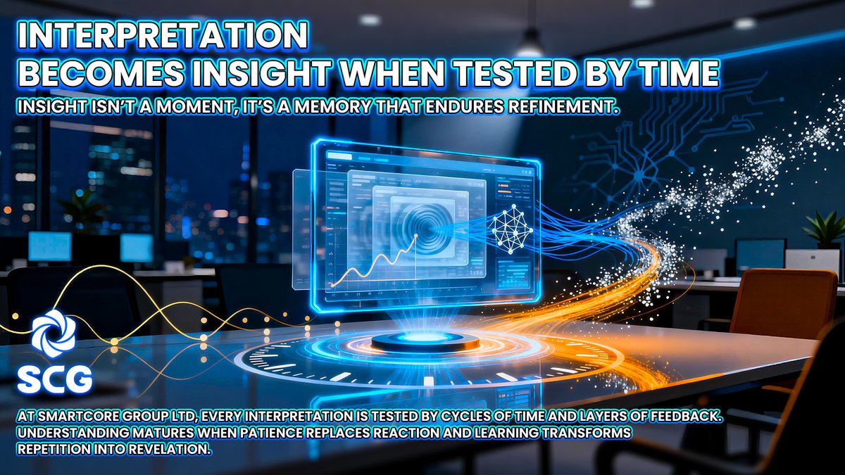 SmartCore_Group's tweet image. ⏳ Insight isn’t instant, it matures over time.
🌐 At SCG, we refine meaning through repetition and reflection.
💡 Every loop deepens learning.
🚀 Time teaches intelligence.

#SmartCoreGroup #TimeAndInsight #LearningLoop #SCG