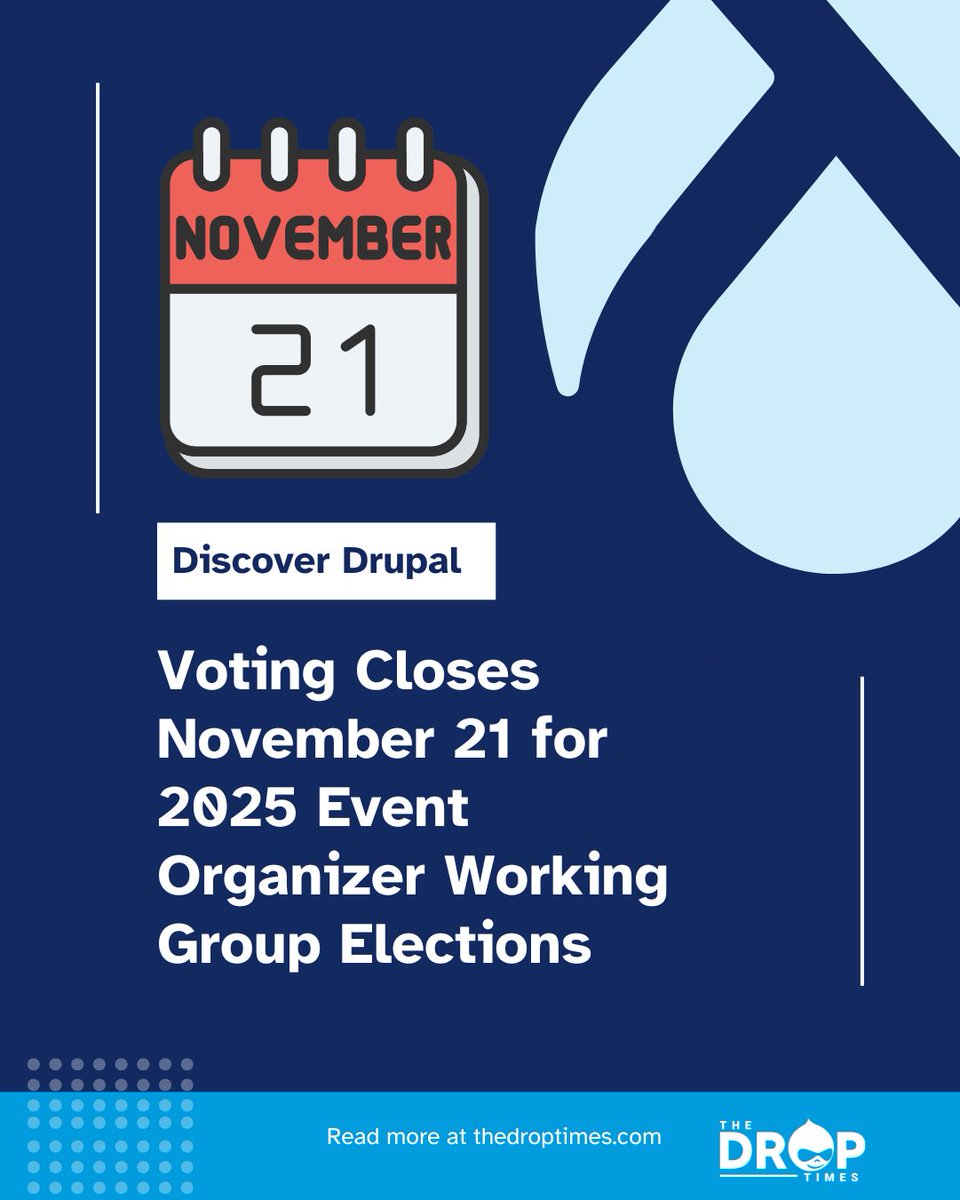 Voting is open for the 2025 #Drupal Event Organizer Working Group board! 🗳️
5 candidates, 3 seats—vote by Nov 21.
Candidate details + ballot: bit.ly/43zJflZ 

#DrupalCommunity #OpenSource #DrupalGovernance #DrupalEvents