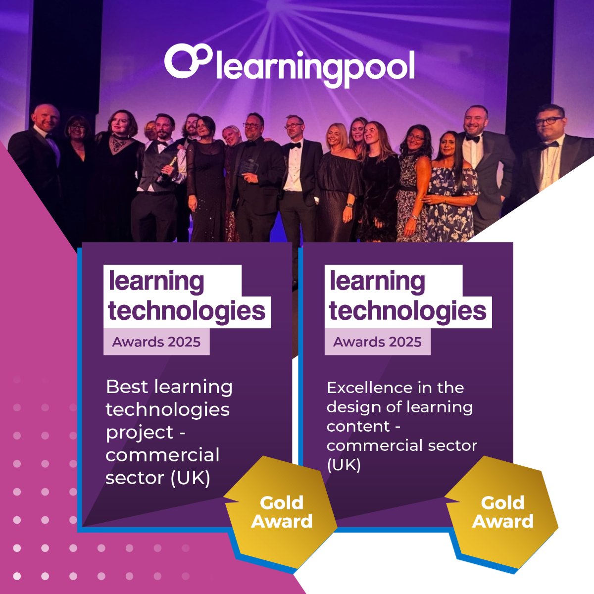 LearningPool's tweet image. One week on from our double Gold at the Learning Technologies Awards, and we’re still celebrating the incredible teams behind the win. 🙌

We’ve shared reflections + quotes from the people who made it happen:
hubs.ly/Q03TXSHZ0

#LTAwards #LearningPool #LearningTech
