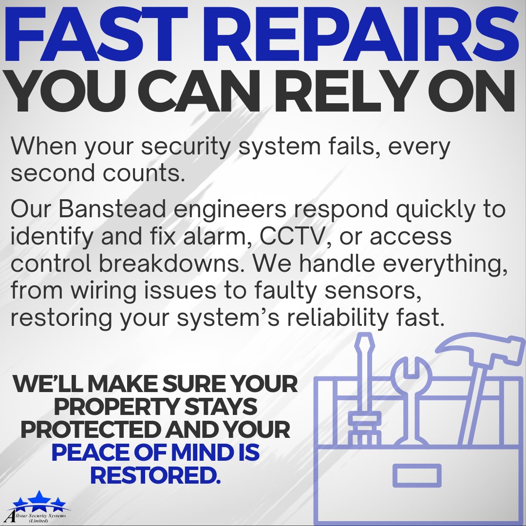 allstar_sec's tweet image. When your security system fails, every second counts. ⚡
 Our engineers respond fast to fix alarms, CCTV &amp;amp; access control issues — restoring your peace of mind.
🔗 allstarsecuritysystems.co.uk
#Security #CCTV #AlarmSystems #AccessControl