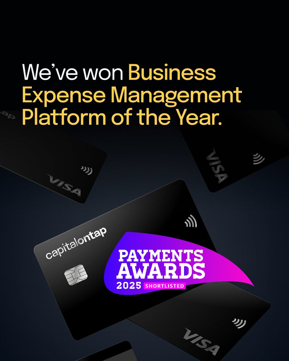 We won! 🏆 Capital on Tap is the Business Expense Management Platform of the Year at the @paymentsaward.
Proud to be recognised for offering the funding and the tools UK SMEs need to manage spend and grow, all in one place. 
#PaymentsAwards #SmallBusinessUK
(Capital on Tap UK)