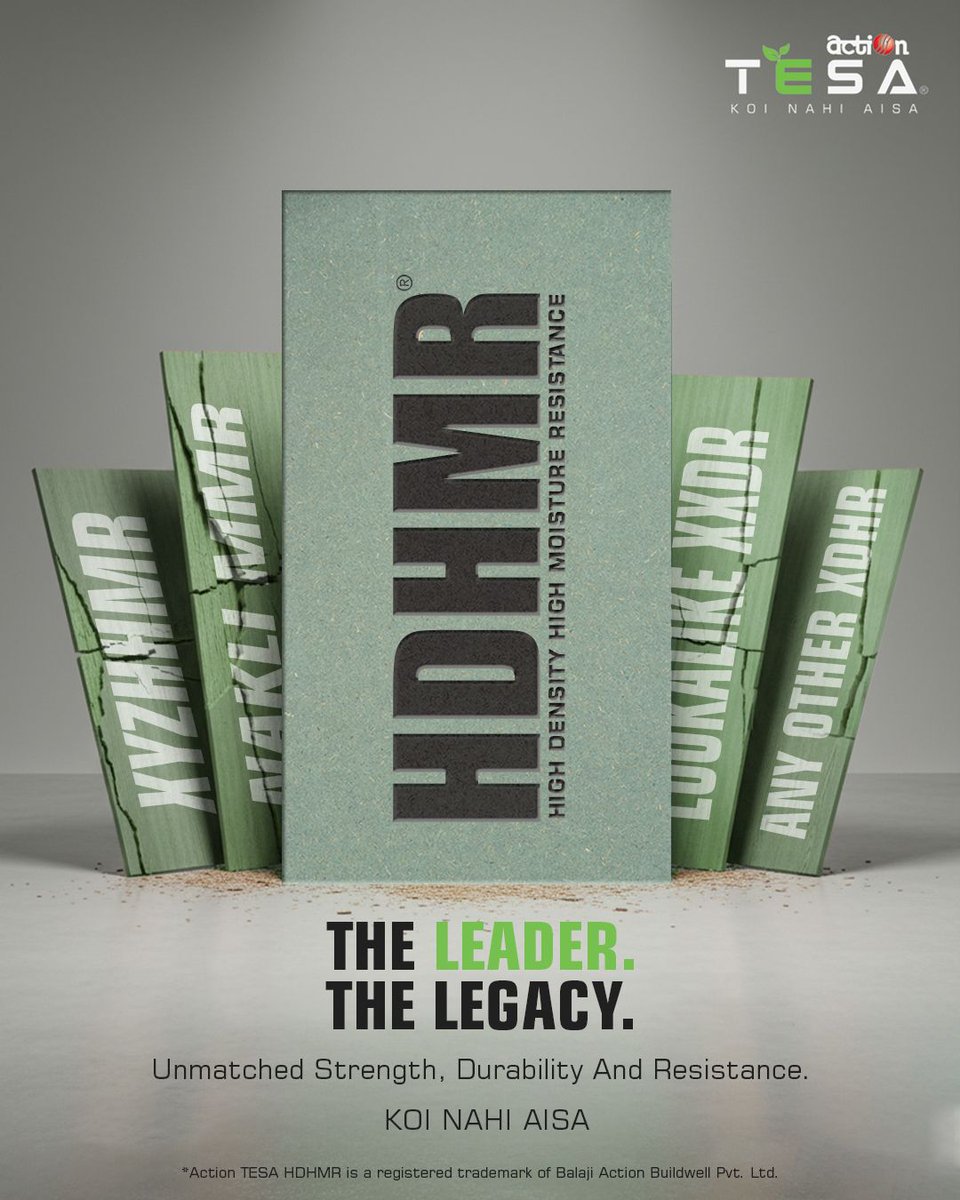 Action TESA HDHMR has redefined the entire Engineered Wood segment. Today, it has become synonymous with both quality and standards. Known as ‘HARA BOARD,’ it is widely imitated—while some copy its appearance, others come up with similar-sounding names.
 #ActionTESA #KoiNahiAisa