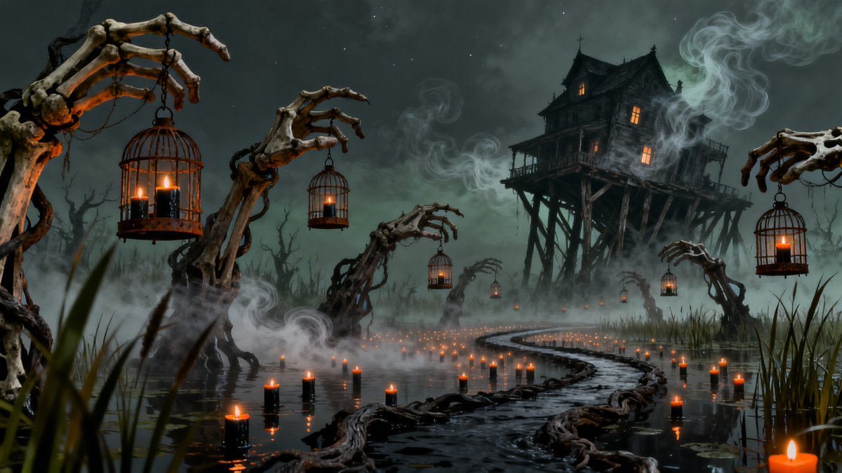 PromptSin's tweet photo. Escape to the spooky side—dare to explore the haunted house? 👻🔦 #HalloweenVibes #SpookyNight https://t.co/5SjTwPrBHg