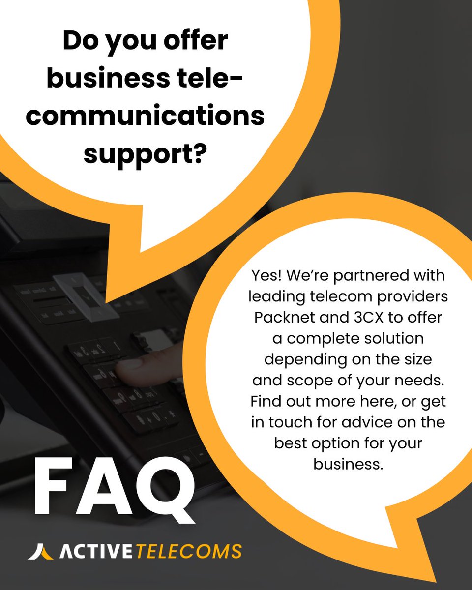 ActiveITsystems's tweet image. Business telecoms? Sorted.✅

We partner with Packnet and 3CX to give you crystal-clear communication and dependable support - no matter your business size.

📞 01302 772988
📧 info@activeitsystems.co.uk

#itsupport #it #techhelp #telecoms #telecomssolutions #telecomsengineer