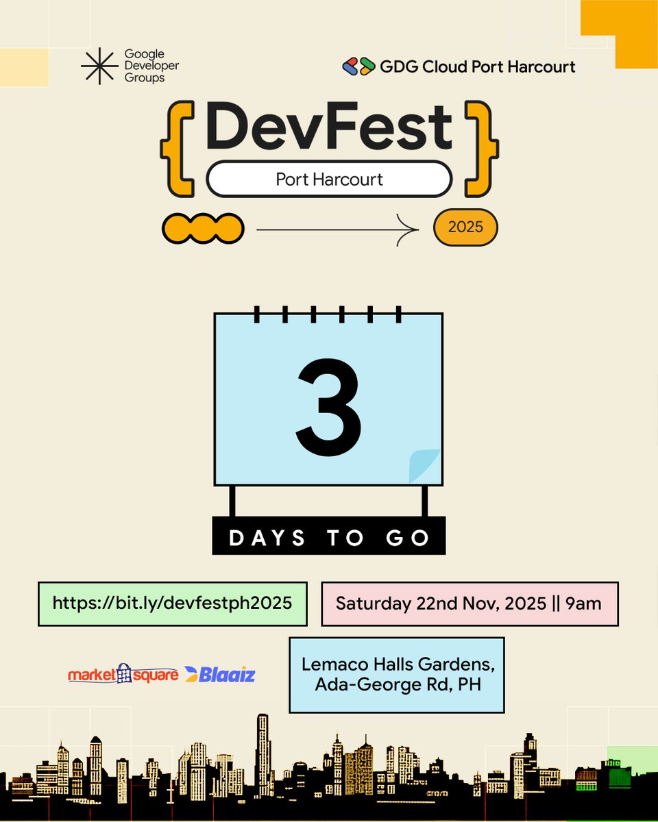 gdgcloudph's tweet image. DevFest PH is in 3 DAYS!
Call your friends, message your team, remind your group chat — we move! 🚀

RSVP now: bit.ly/devfestph2025