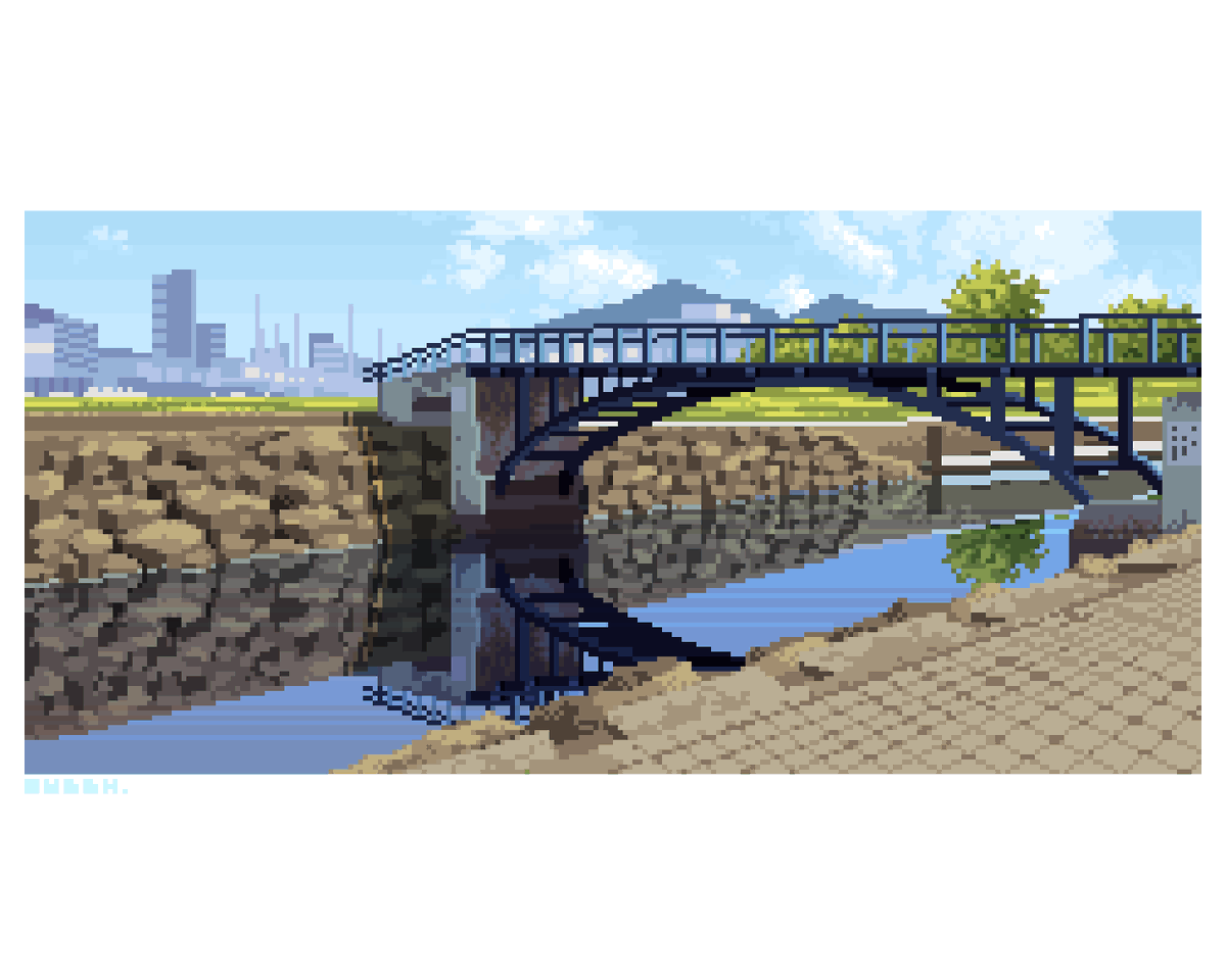 #ドット絵 #pixelart
橋🌉