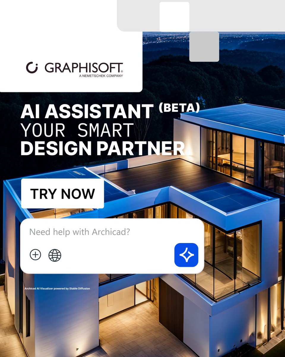 ARCHICAD's tweet image. Curious about the AI Assistant (BETA)?

It’s designed to cut down repetitive tasks, speed up your workflow, and help you spend more time on creative design.
🔗 Discover more:
bit.ly/4o41SpA

#AI #BIM #Graphisoft