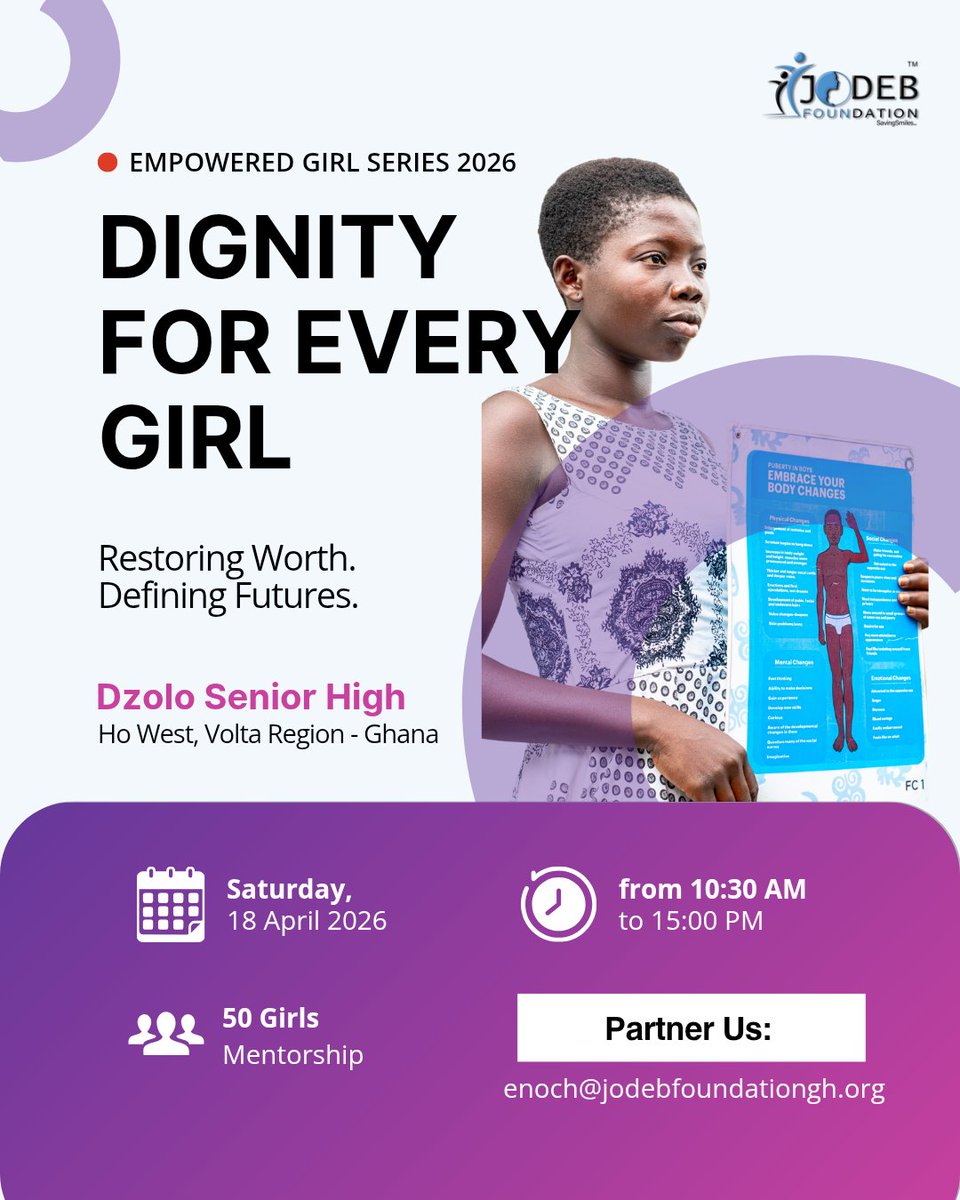 JodebFoundation's tweet image. Partnership Call: Empowered Girl Series 2026.
A Jodeb Foundation and Volunteers for Impact UK collaboration. 
We welcome support in the form of:
✔ Sponsorships
✔ Dignity kits / sanitary packs
✔ Educational and digital safety resources
✔ Speakers