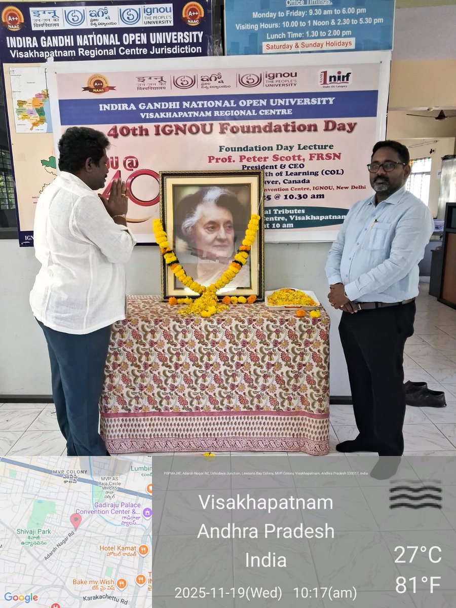 IGNOU 40th Foundation Day celebrations at IGNOU Regional Centre Visakhapatnam on 19.11.2025 and media coverage
<a href="/OfficialIGNOU/">IGNOU</a> <a href="/DirectorRs55109/">Regional Services Division, IGNOU</a>