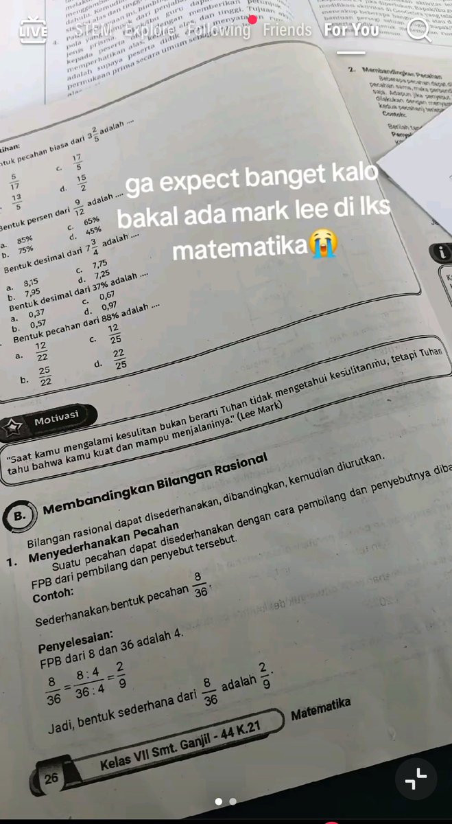 fvr_mkl's tweet photo. Lee Mark mentioned in a math book on the motivation column 🤣😭

"It’s not that good doesn’t know how sad you are, but god knows you are strong." - Mark Lee

https://t.co/lp8OiCN7UE https://t.co/mQsmsMyhL0