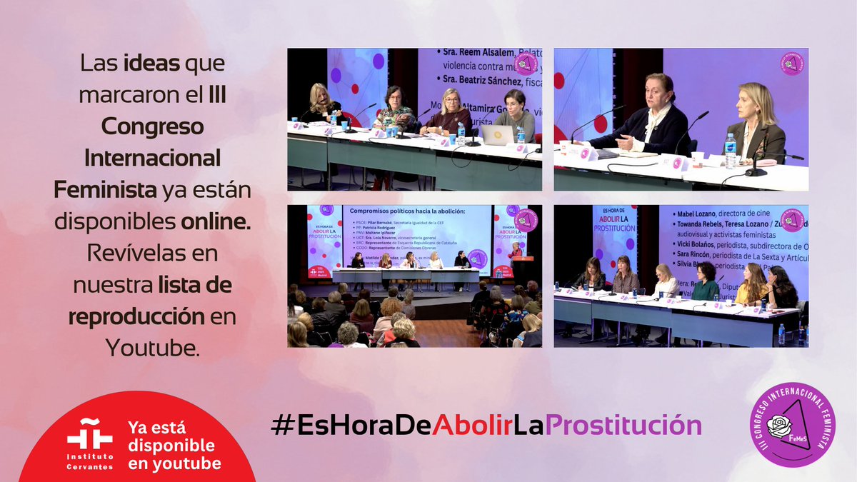 Ya puedes ver #EsHoraDeAbolirLaProstitución🟣en YouTube: instituciones del Estado, expertas, periodistas y organizaciones analizan la prostitución como violencia estructural, las nuevas formas de explotación digital y la urgencia de una ley abolicionista👉 youtube.com/playlist?list=…