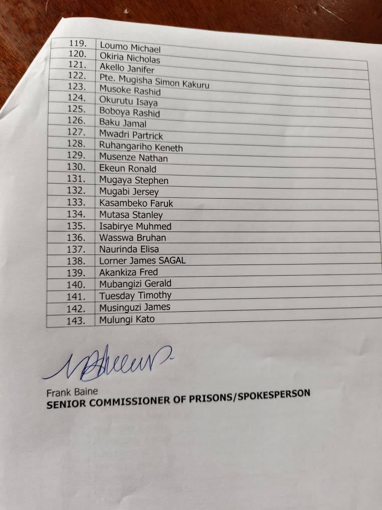 cbsfm_ug's tweet image. Omukulembeze w&apos;eggwanga @KagutaMuseveni ng&apos;akozesa obuyinza obumuweebwa mu Ssemateeka, aliko abasibe 143 baasonyiye bayimbulwe baddemu balye butaala.
Olukalala lw&apos;abasibe President b&apos;addiddemu lufulumiziddwa ekitongole ky&apos;amakomera mu ggwanga.
#CBSFmUpdates