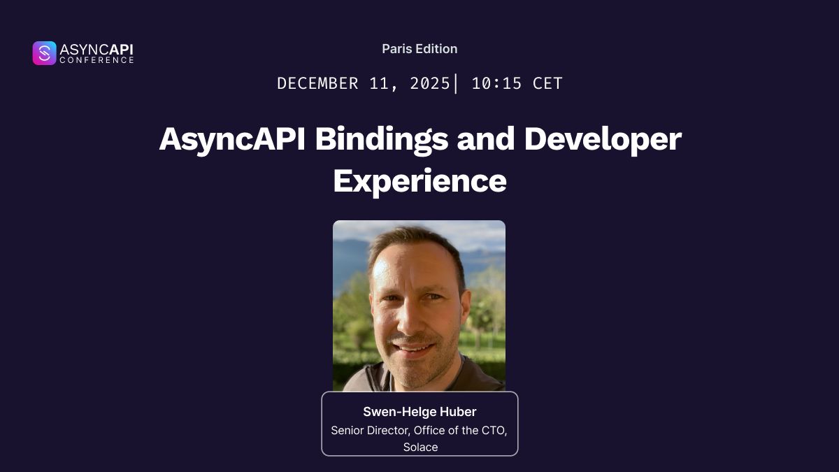 AsyncAPISpec's tweet image. 🚨 Speaker Alert 🚨

If you’re interested in how AsyncAPI bindings shape real-world developer experience, you don’t want to miss Swen-Helge Huber’s talk at the AsyncAPI Conference in Paris.

Agenda: buff.ly/lCMfAn7 

Free Ticket: buff.ly/HqqBtKd 

#AsyncAPIConf