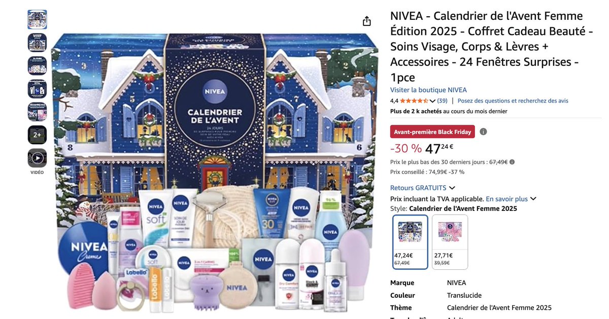 _GOOD_MOON's tweet image. 🎁 Black Friday !
Le calendrier de l’Avent NIVEA passe à 47€ au lieu de 67€ ✨
Une très belle offre pour faire plaisir avant Noël 💙
👉 Découvrir l’offre :
amazon.fr/NIVEA-Calendri…

#BlackFriday #CalendrierAvent #NIVEA #BonPlan #Offre #Christmas2025 #IdéeCadeau