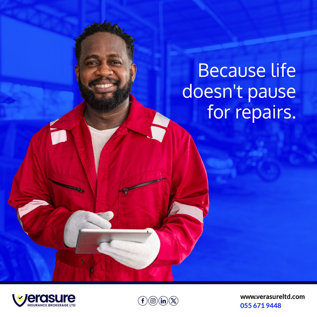 VerasureLtd's tweet image. Life doesn’t hit pause for repairs, and neither should you. With our Motor Insurance, enjoy peace of mind knowing you can get back on the road quickly.

#FastRepairs #MotorCoverage #DriveOn #Verasure