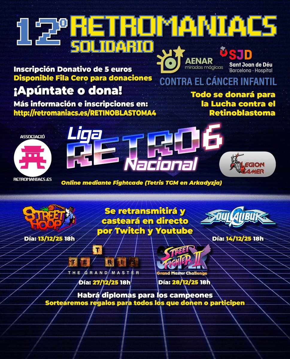 Retromaniacs_es's tweet image. ¡ATENCIÓN GAMER, SEGUIDOR Y PERSONA DE BIEN!

Mira esta web 👉Retromaniacs.es/retinoblastoma4

Otro año más vuestra asociación amiga, junto a AENAR @Miradas_Magicas (entidad colaboradora con el Oncológico Infantil del Hospital San Juan de Dios/Sant Joan de Déu) @SJDbarcelona_es y los…