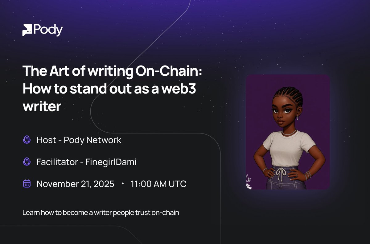 Your writing can unlock on-chain opportunities💰

But only if you stop writing like a stranger in Web3.

This Friday, we’re hosting our first On-Chain Learning Workshop, kicking off with:

 The Art of Writing On-Chain: How to stand out as a web3 writer.

👤 Facilitator:
