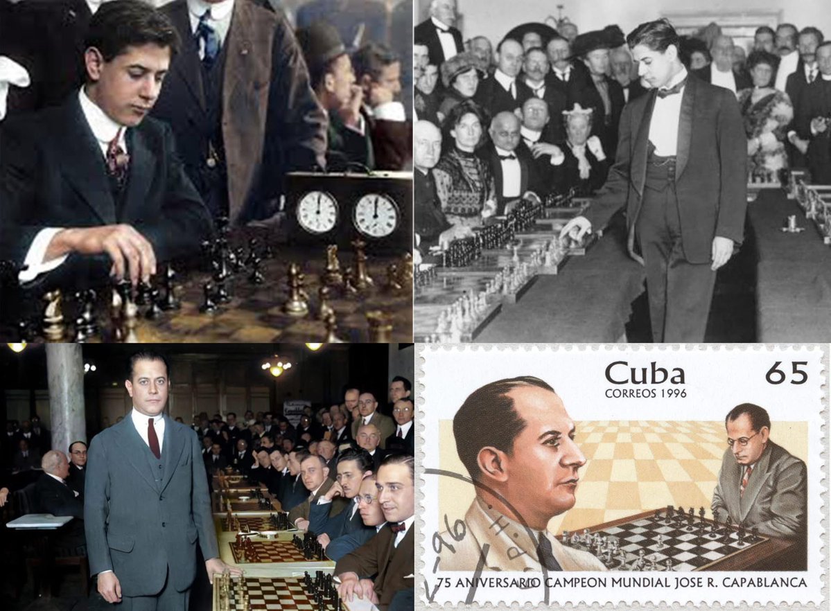 wcchen's tweet image. José Raúl Capablanca (19 Nov 1888 – 8 Mar 1942), Legendary #Cuban World Chess Champion 1921-27, born 137 years ago today. One of the greatest of all time. Remembering our #Caribbean neighbour&apos;s place in Chess history.
en.wikipedia.org/wiki/Jos%C3%A9…