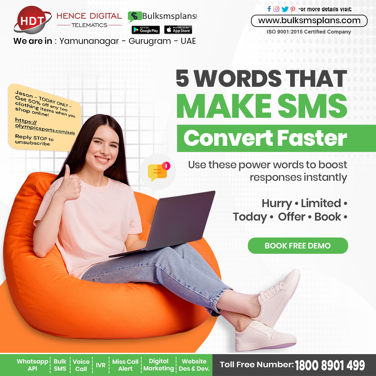 PlansSms's tweet image. Small words, big results. ⚡
Use these SMS trigger words to drive instant customer action.

👉 Book your Free Demo Today!
🌐 bulksmsplans.com
📞 1800 8901 499

#BulkSMS #SMSMarketing #BusinessGrowth #GrowWithSMS #StartupMarketing #SMSPromotion #BulkSMSPlans