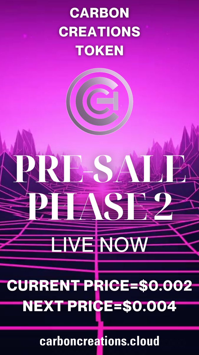 CarbonCreation_'s tweet photo. CCT Presale Phase 2 is live! 💎
Early buyers get the best value — secure your tokens now.
👉 https://t.co/zr8jB7yxCy
#CCT #StakingRewards #APYBoost #CryptoPassiveIncome #LockAndEarn #DeFi #CryptoGrowth #WealthBuilding #SmartInvesting #FutureOfFinance https://t.co/UQcPRDf9Sz
