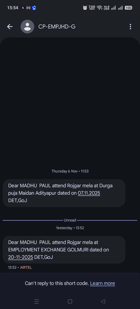 आदरणीय मंत्री <a href="/SPYadavGodda/">Sanjay Prasad Yadav</a> जी, <a href="/LabourDeptJH/">Labour Resources Department</a> द्वारा हमें बार बार "Madhu Paul" नाम से रोज़गार मेले के मैसेज क्यों आ रहे हैं?
न हम Madhu है और न ही हमको आपके तुच्छ से रोजगार मेलों में कोई दिलचस्पी है।
जब एक इंसान के नाम और फोन नंबर की ठीक तरह से मैपिंग नहीं कर पा रहे, तो उद्योग