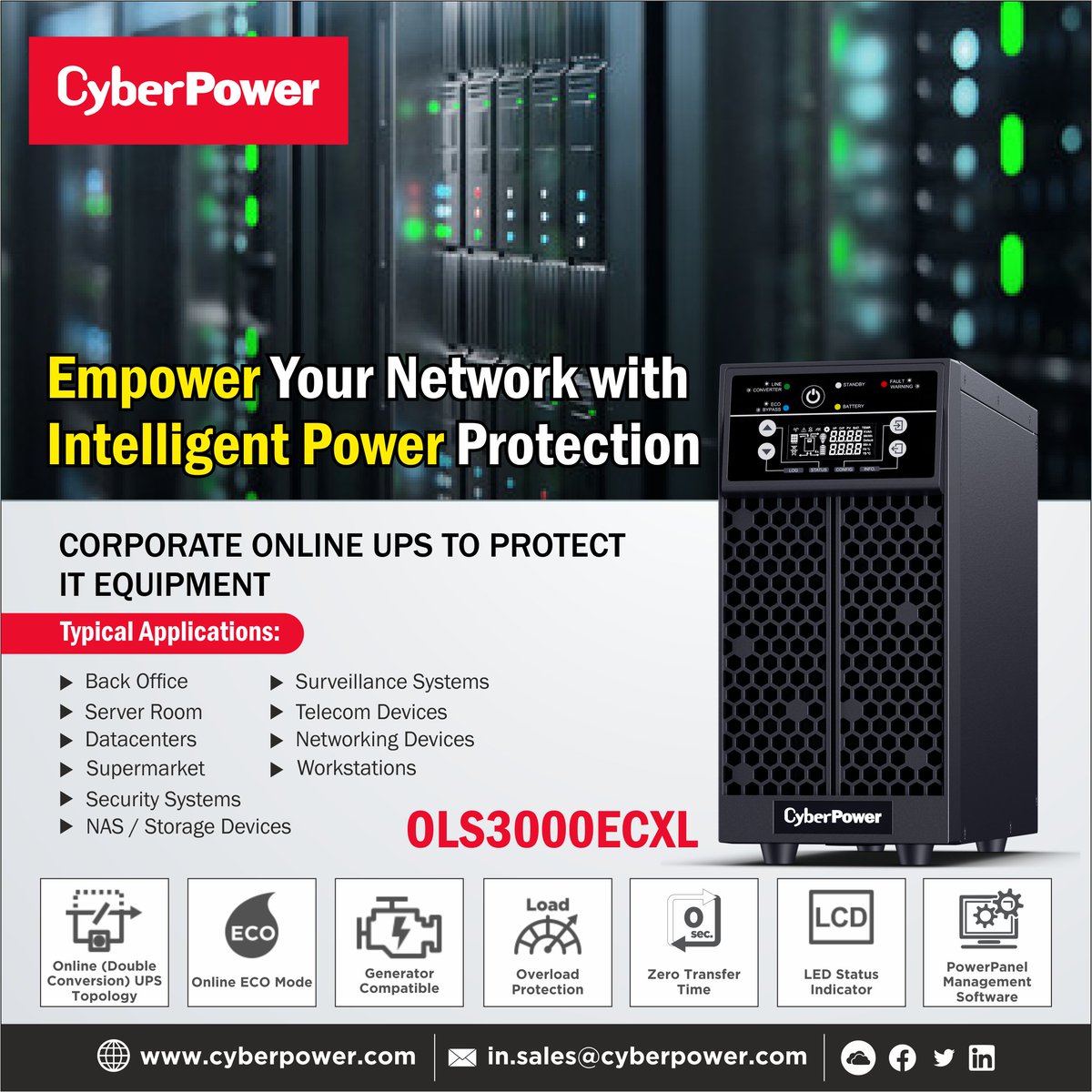 Protect Your Business with Uninterrupted Power!

Are you looking for a reliable power backup solution for your IT equipment? Look no further! the CyberPower Online UPS OLS3000ECXL, designed to provide superior power protection for your critical business systems. 

#OnlineUPS