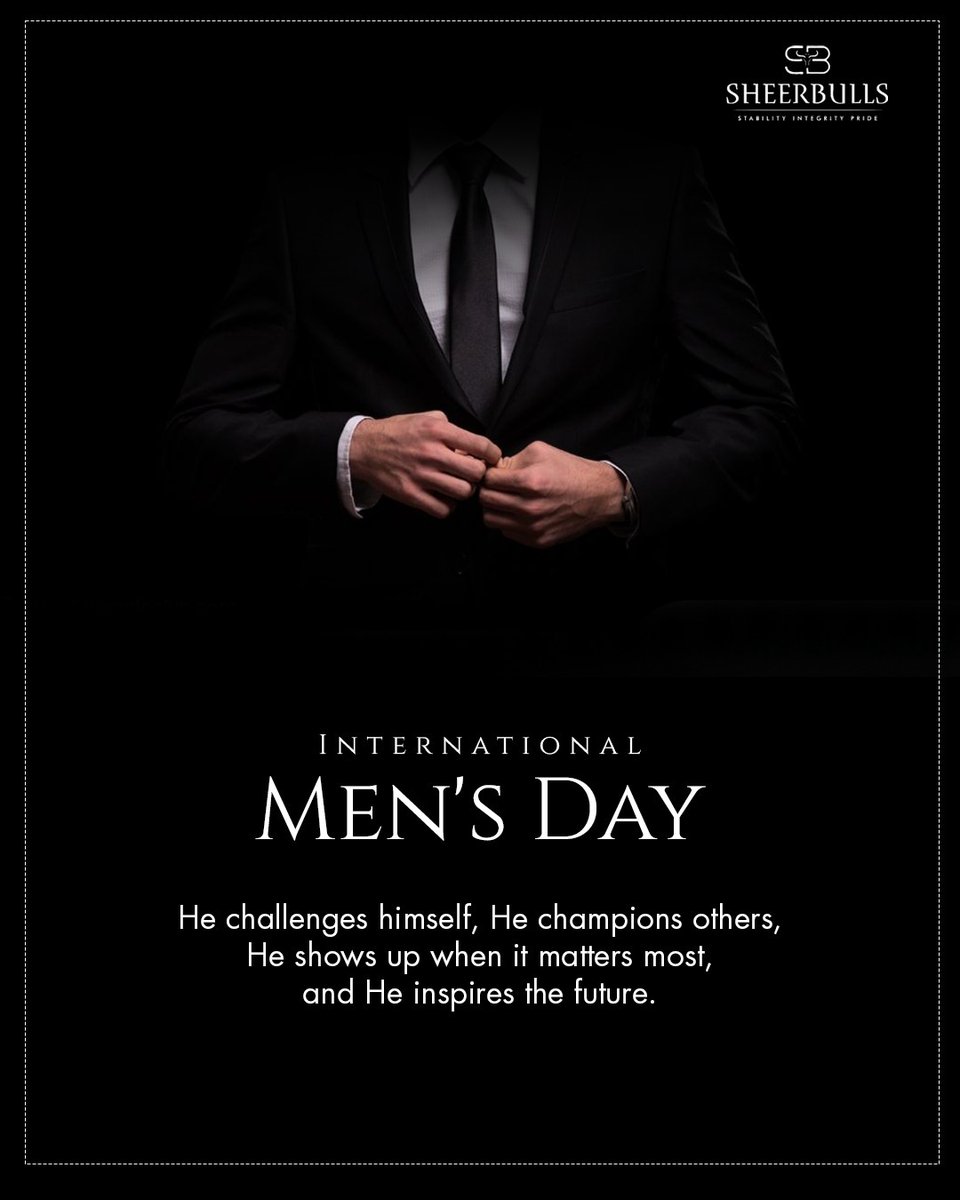 He challenges himself. 💪 
He champions others. 🤝 
He inspires the future. 🌟
Happy International Men's Day! Celebrating the men who make a difference every day. 👔

#InternationalMensDay #MensDay #Sheerbulls #Leadership #Inspiration #StabilityIntegrityPride
