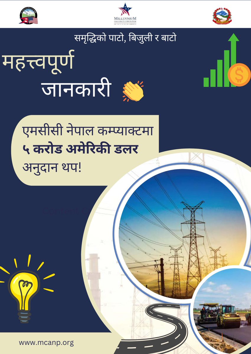 एमसीसी नेपाल कम्प्याक्टमा ५ करोड अमेरिकी डलर अनुदान थप!
#MCC #nepalcompact #electricity #roads