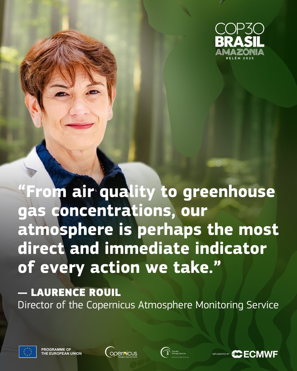 Laurence Rouil, CAMS Director, highlights the evolution of  CO₂ in the atmosphere &amp; how it is driven by human activity &amp; impacts climate change. "With this, I hope global leaders are equipped with the insight to turn ambition into action." 

#CopernicusAtmosphere #COP30