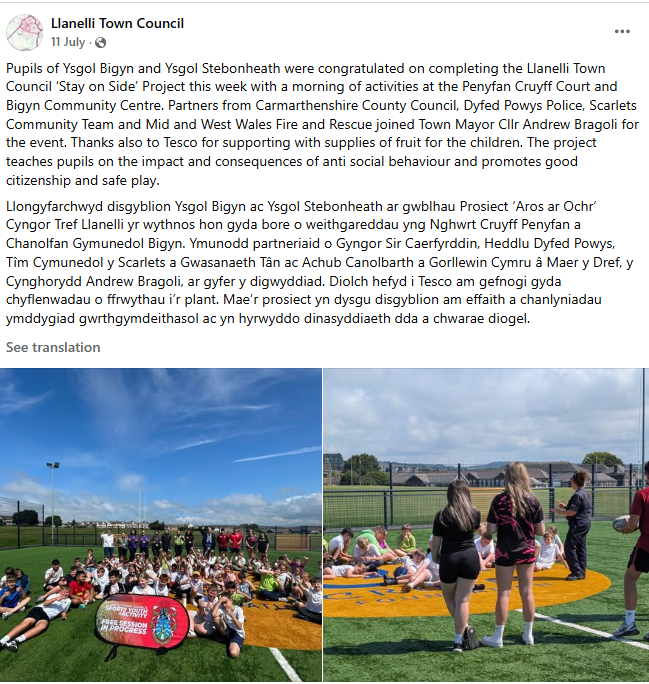 AndrewRuscoe's tweet image. This is amazing &amp;amp; I am really proud to see the #StayOnSide project going National within Wales by reaching South Wales thanks to @Sionthomas99. This is great work Llanelli Town Council. Hopefully the #StayOnSide Project can finally go UK bound &amp;amp; be ran out in more schools,…