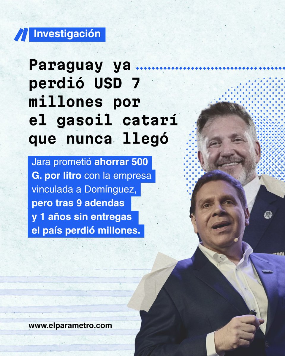 ⛽️ Paraguay perdió USD 7 millones: el gasoil catarí nunca llegó pese a 9 adendas y un año de espera.

🧵 Abrimos HILO