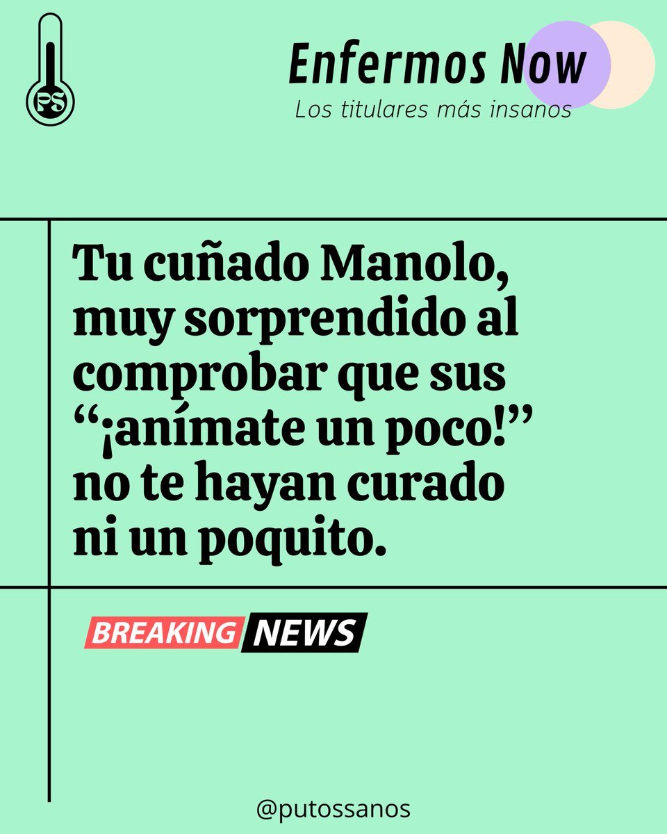 putossanos's tweet image. ¡Qué me dices! ¡No me lo puedo creer! 😲

Los viernes, titular de #enfermosnow 🗞

#putossanos