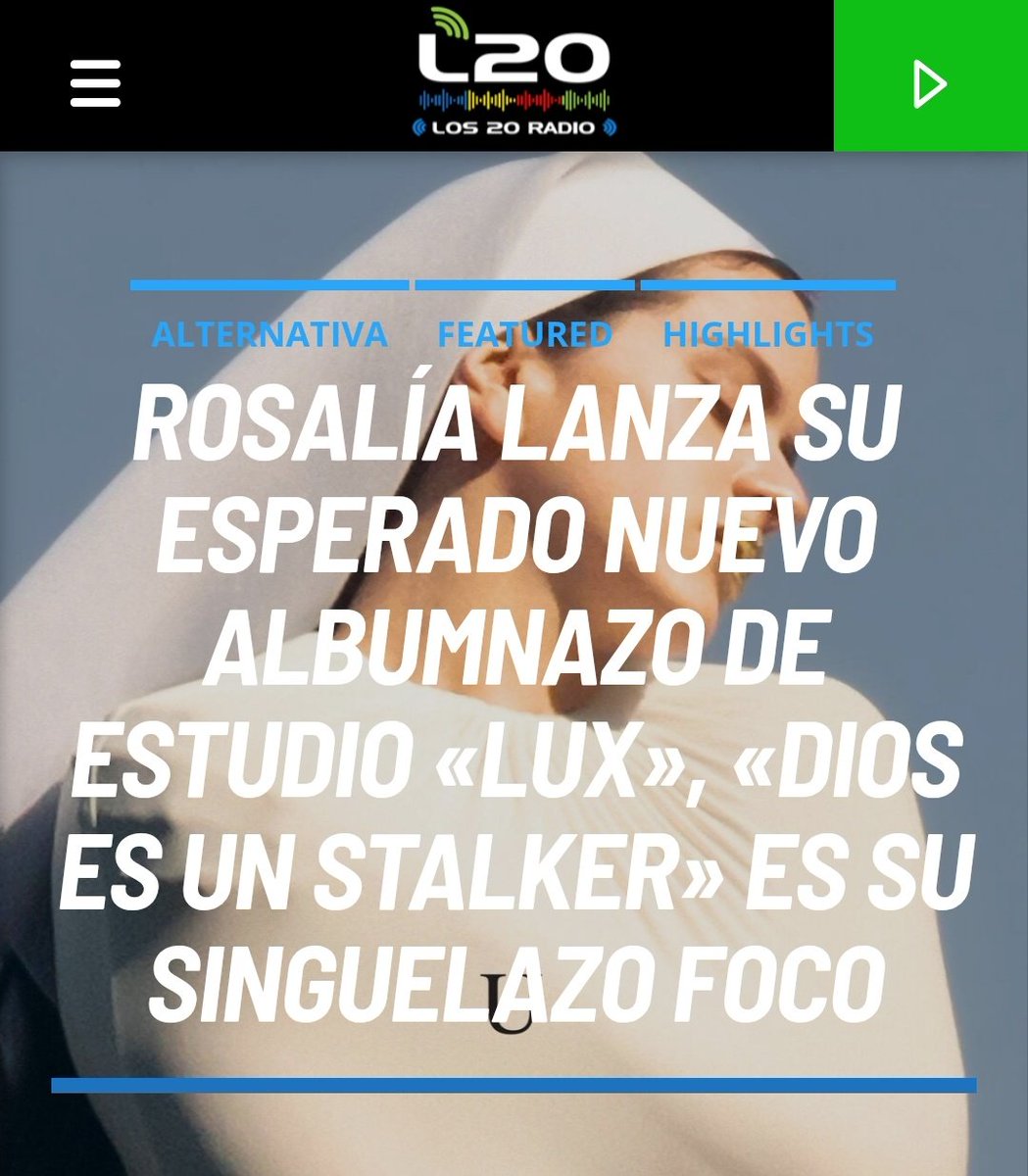 🗞ROSALÍA (<a href="/hola_rosalia/">HOLA ROSALÍA</a> ) lanza su esperado nuevo albumnazo de estudio «LUX», «Dios es un stalker» es su singuelazo foco (<a href="/SonyMusicSpain/">Sony Music Spain</a> ). #Rosalía - Vía <a href="/Los20Radio/">Los 20 Radio</a> ℹ️👇
🔗los20radio.com/rosalia-lanza-…