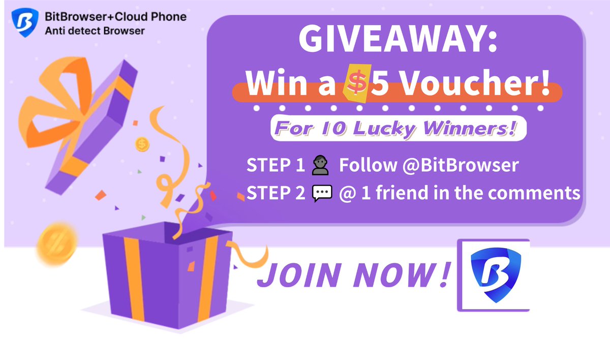 BitBrowser2's tweet image. 🎉 The #BitBrowser Vouchers You&apos;ve Been Waiting For Are Here!
A total of $50 in prizes is up for grabs! 💰

🎁Prizes:
$5 BitBrowser Voucher — 10 winners

✅How to Enter:
1⃣Follow @BitBrowser2 
2⃣Tag 1 friend in the comments

🔗 Keep following us for more exclusive events!