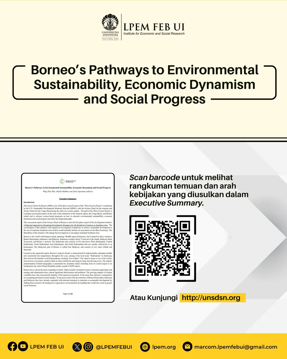 LPEMFEBUI's tweet image. Science Panel for Borneo (SPB), sebuah inisiatif yang terinspirasi dari keberhasilan Science Panel for the Amazon (SPA) dan Science Panel for the Congo Basin (SPCB), resmi memperkenalkan kegiatannya melalui rangkaian acara perdana di COP30 sebagai bagian dari soft launching.…