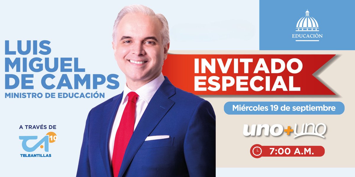 LMDECAMPS's tweet image. En breve estaré en el programa Uno + Uno por Teleantillas, conversando sobre los avances y retos de la educación.
Sintoniza a las 7:00 a.m. aquí: teleantillas.com.do/en-vivo/