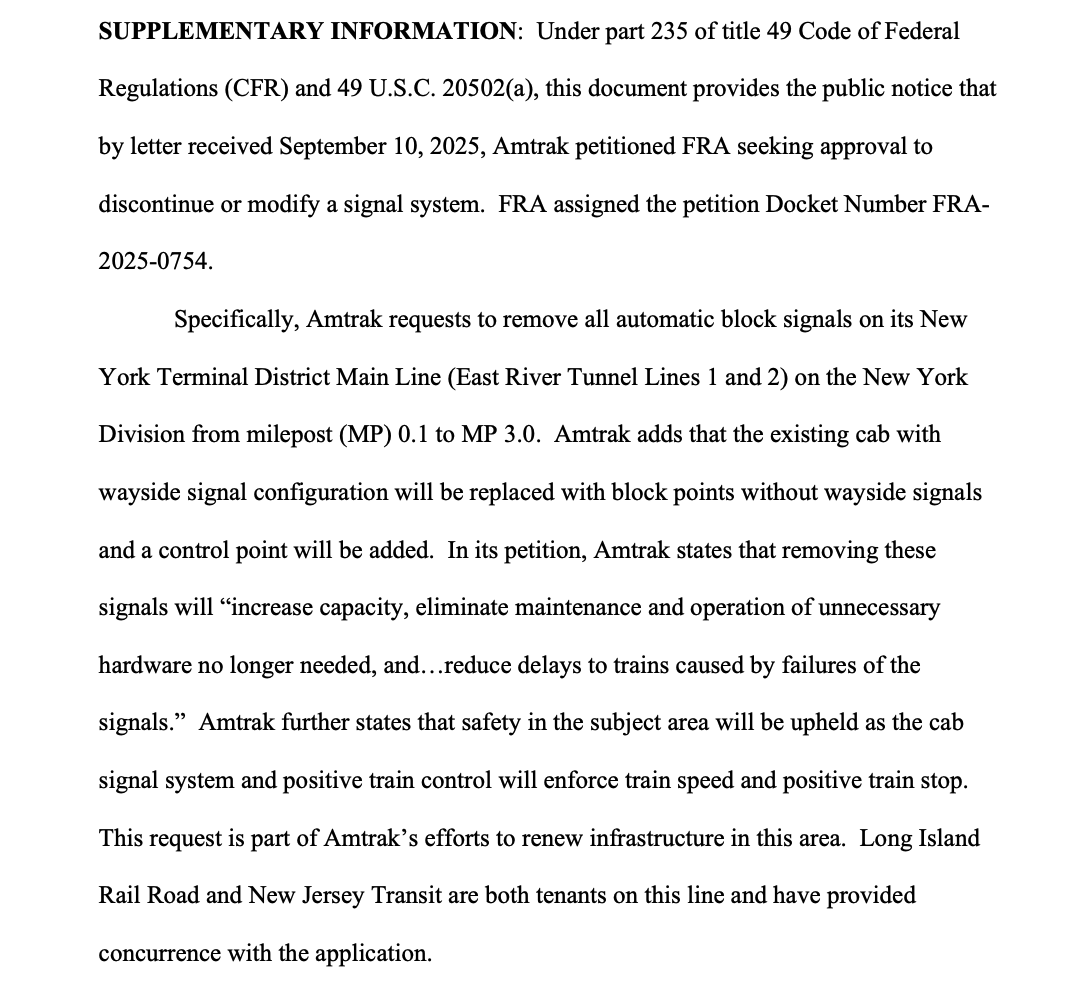 Saw this for Amtrak.... CC $ONDS Folks 

Notice of Application for Approval of Discontinuance or Modification of a Railroad Signal System

public-inspection.federalregister.gov/2025-20288.pdf