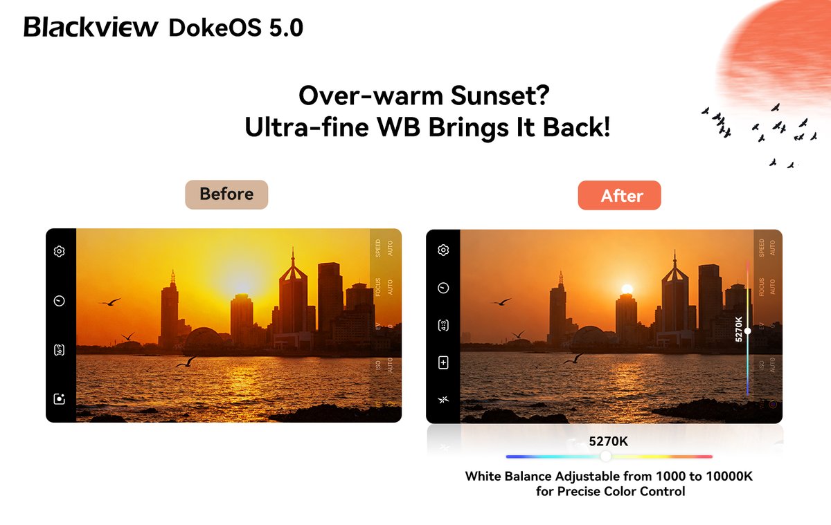 BlackviewPhone's tweet photo. Sunset hit too hard? 😂 Micro-adjust the WB in Doke OS 5.0 and boom — the orange overload is gone, and the sunset finally looks like the real thing. #DokeOS5 #OSUpgrade #FineTuningWB #PhotographyUpgrade #Blackview
Explore more: https://t.co/IYNfxSG5Ah https://t.co/6tzmQjuBYy