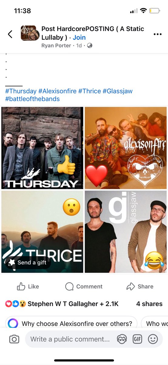 Thrice > Thursday > Glassjaw > Alexisonfire